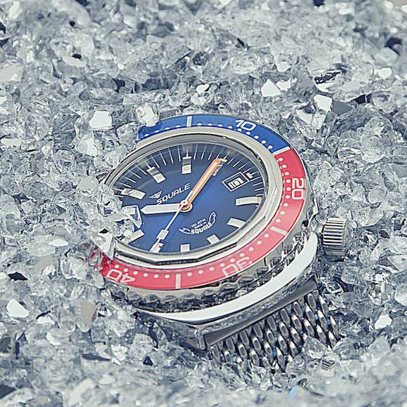 Squale 2002 101 atmos Blue-Red Dive Watch