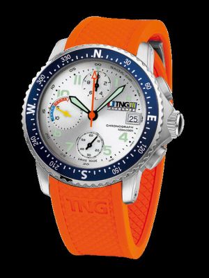 TNG Baltic Cup 36er Chronograph Watch - Silver Dial / Blue Bezel