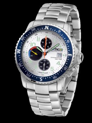 TNG Baltic Cup Chronograph Watch - Silver Dial / Blue Bezel