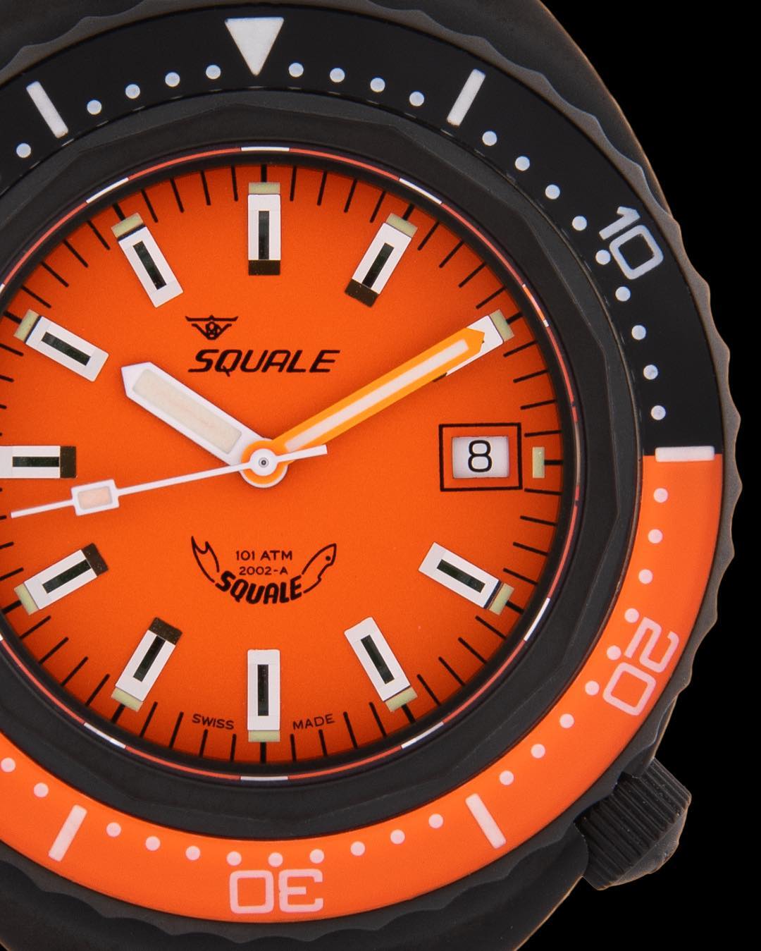 Squale 101 atmos 2002 Orange Dial Black PVD Case Dive Watch