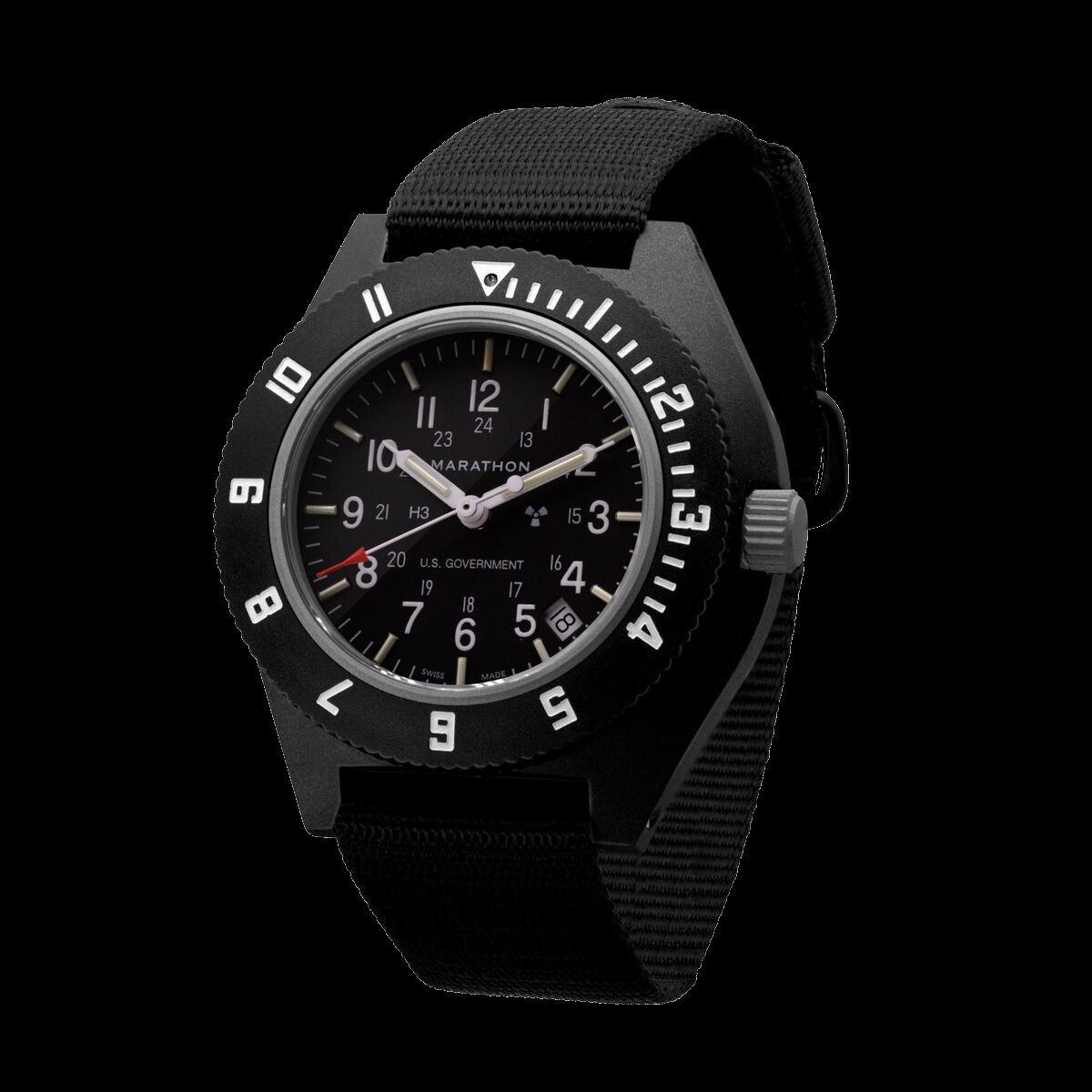 Marathon Pilot Navigator Watch with Date - Black & US Government Markings