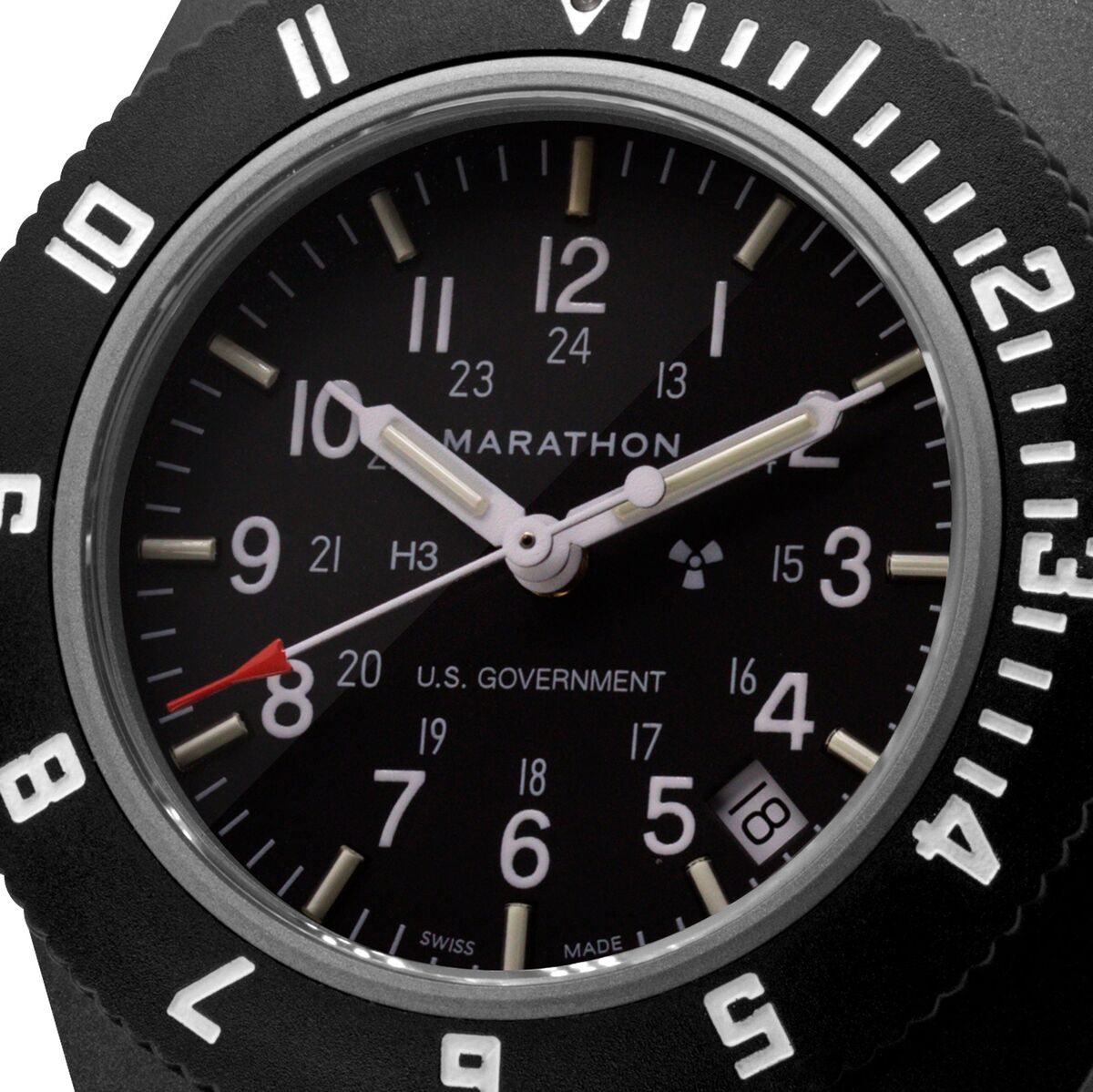 Marathon Pilot Navigator Watch with Date - Black & US Government Markings