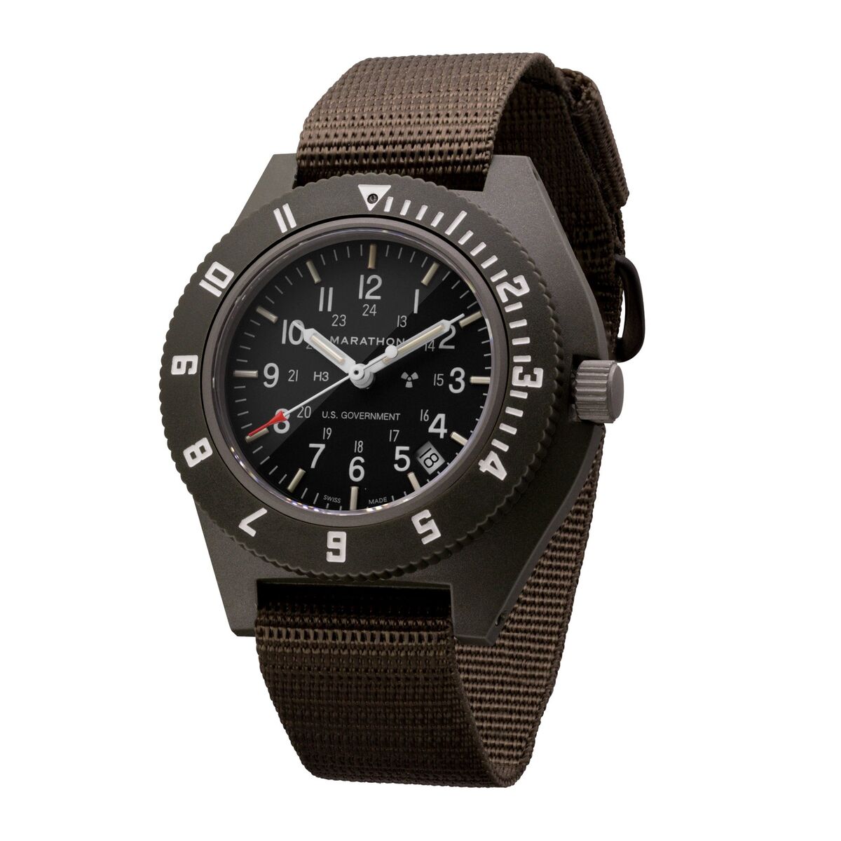 Marathon Pilot Navigator Watch with Date - Sage Green & US Government Markings