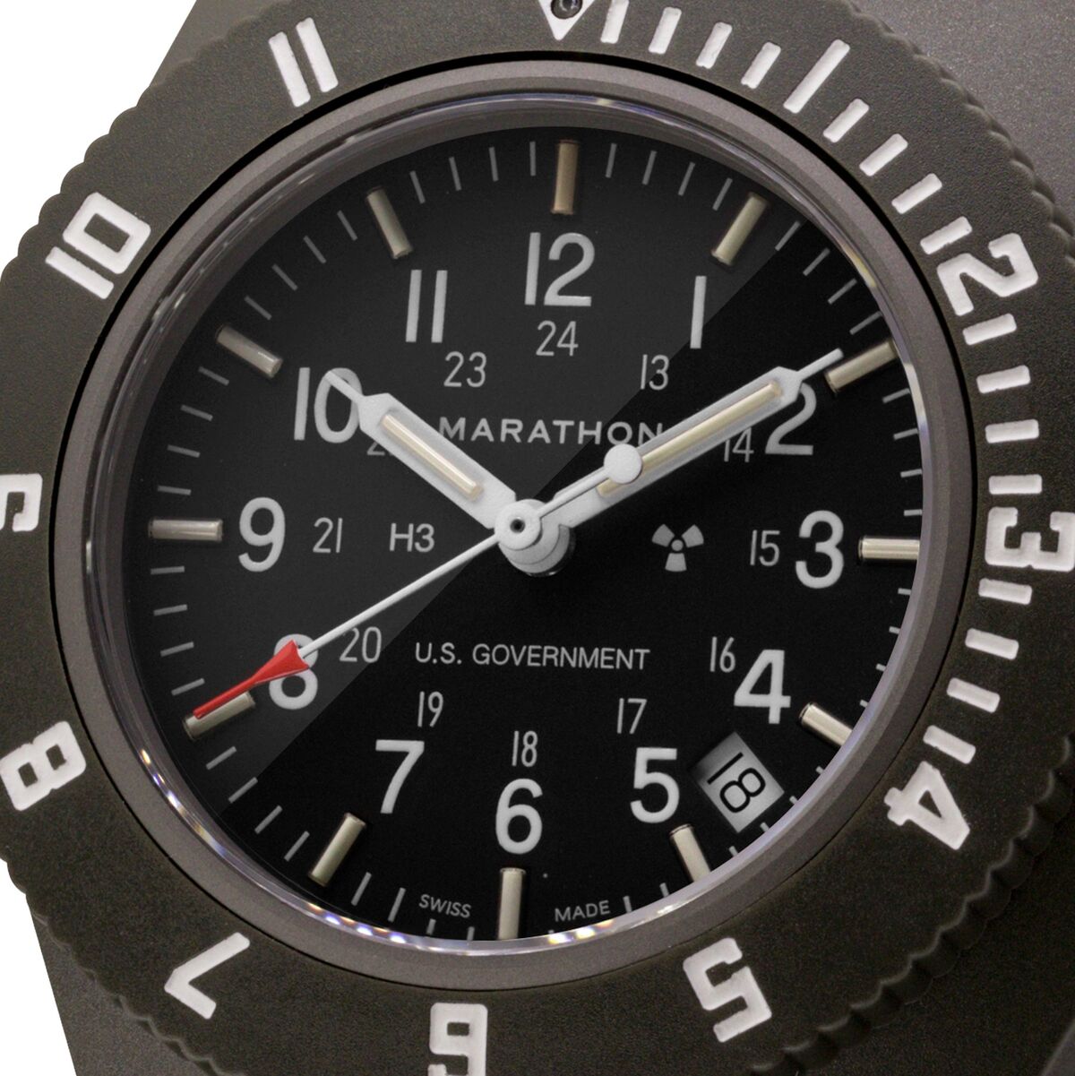 Marathon Pilot Navigator Watch with Date - Sage Green & US Government Markings
