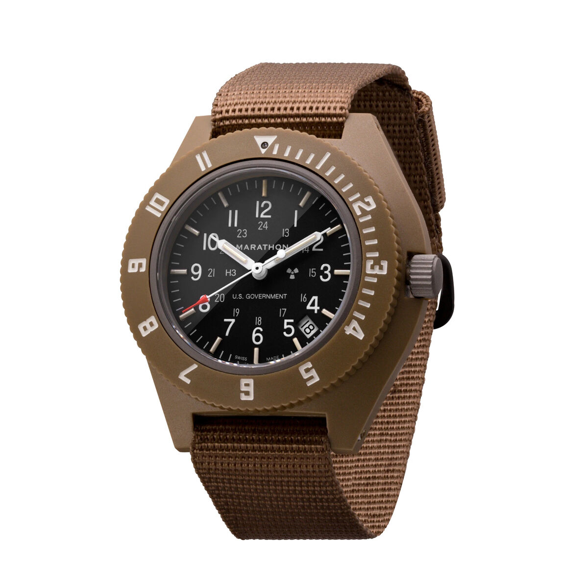 Marathon Pilot Navigator Watch with Date - Desert Tan & US Government Markings
