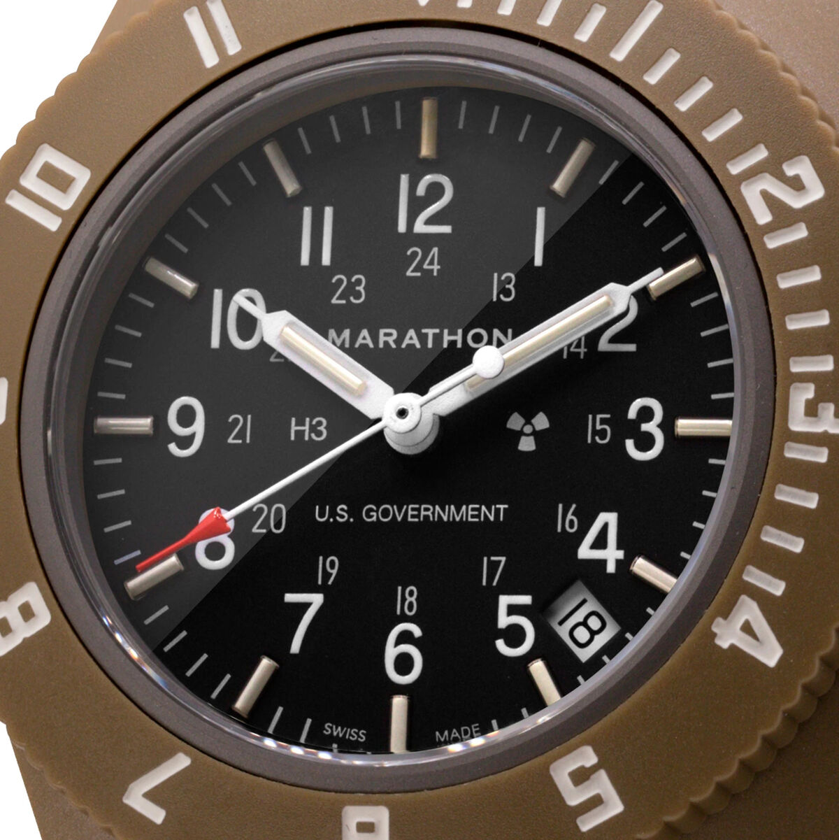 Marathon Pilot Navigator Watch with Date - Desert Tan & US Government Markings