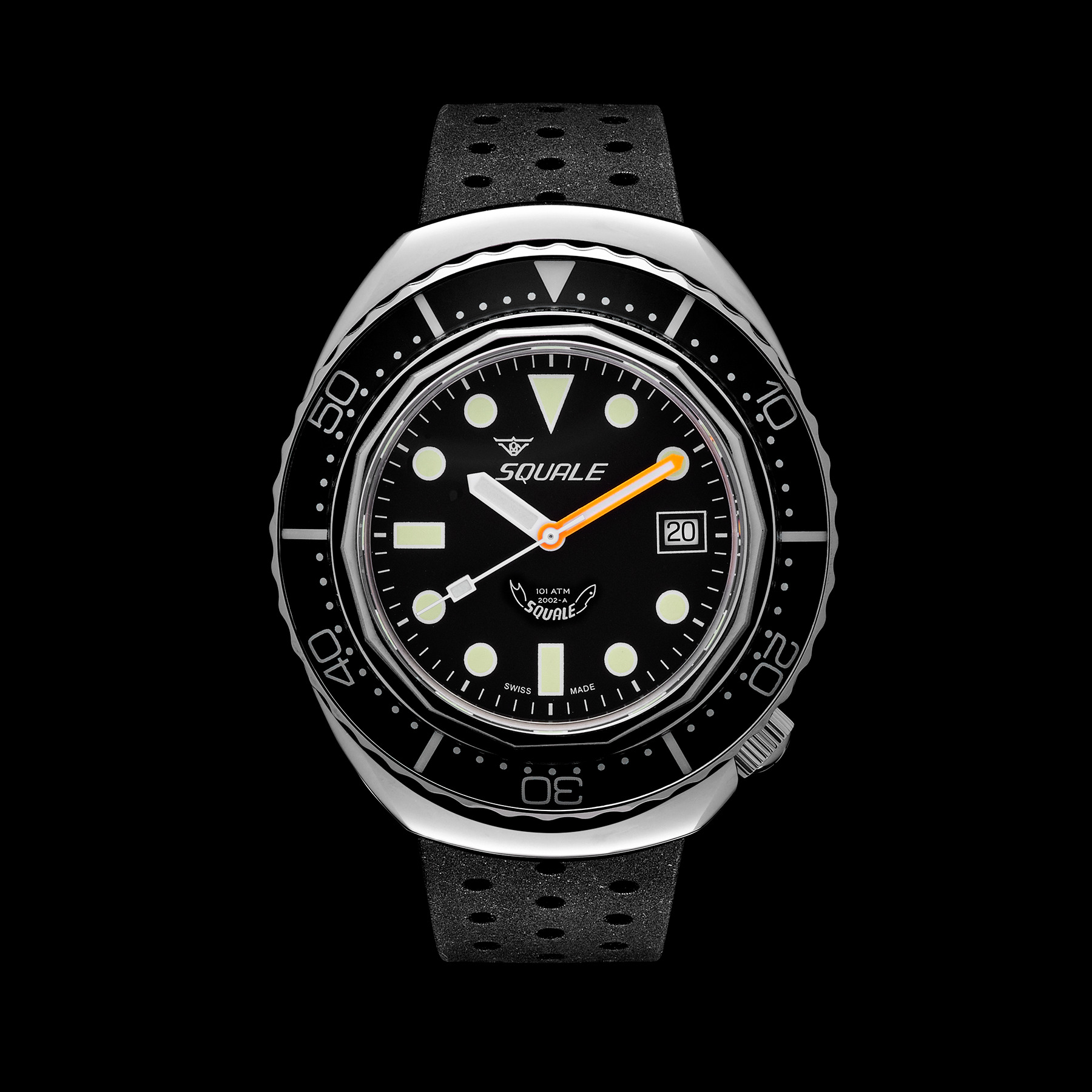 Squale 101 atmos 2002 Dive Watch - Black Round Dots Polished