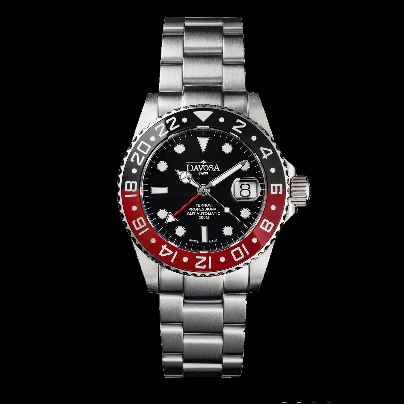 Davosa Ternos Professional GMT TT Black-Red Trialink Dive Watch