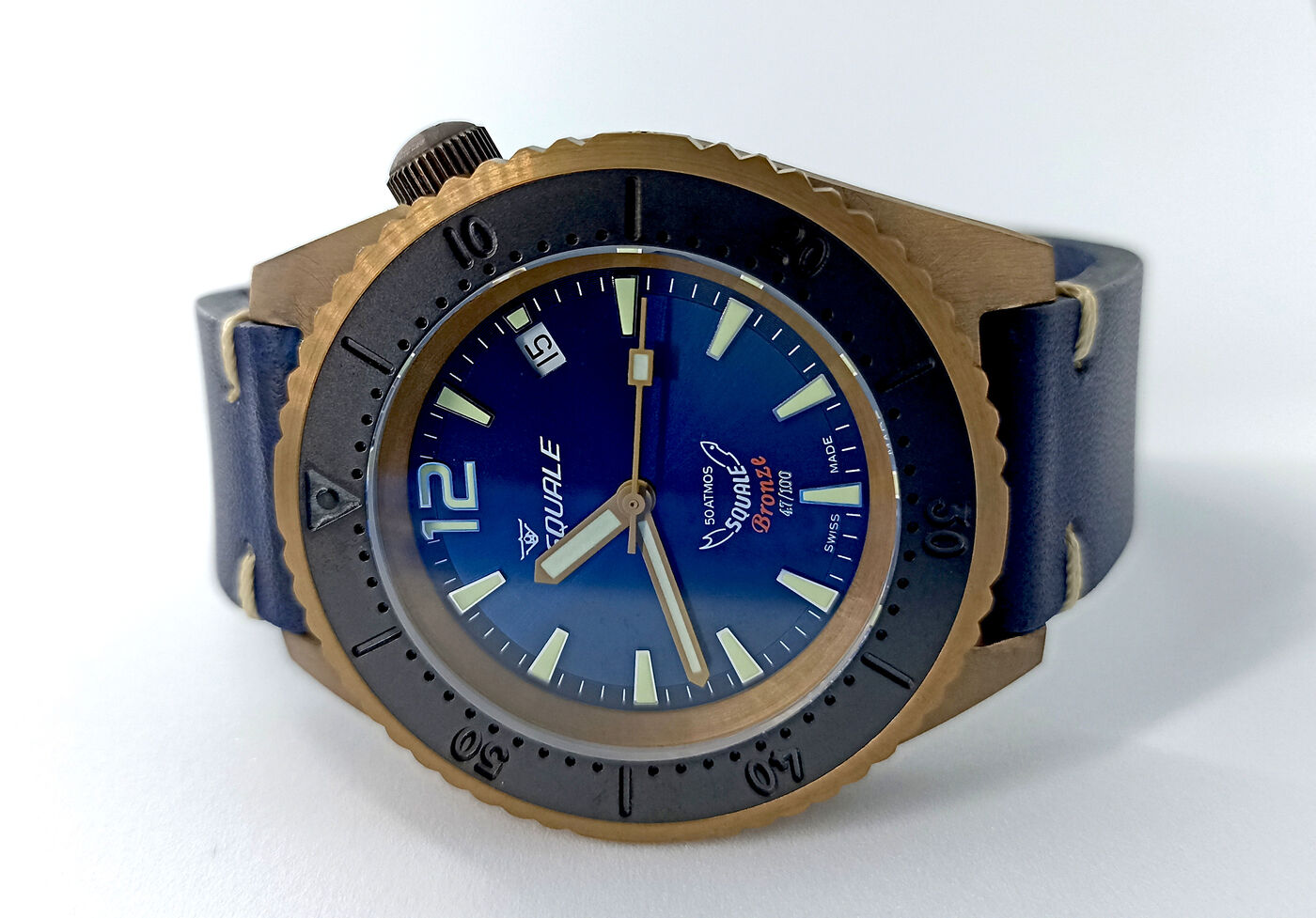 Squale 50 atmos 1521 Bronze Blue Dive Watch