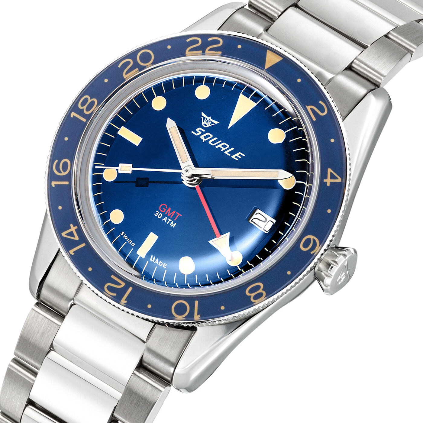 Squale Sub-39 GMT Blue Vintage Dive Watch with Bracelet