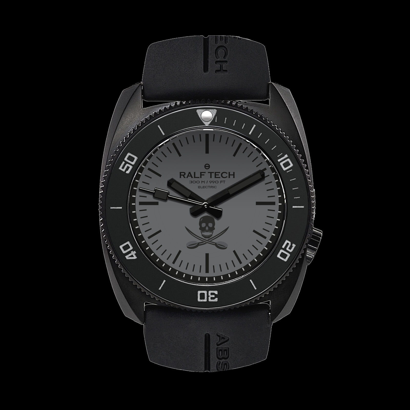 Montre Ralf Tech WRV A Hybride - Boîtier Acier 43,9 Mm, étanche 300 M, Bracelet Silicone Noir, Mouvement Hybride
