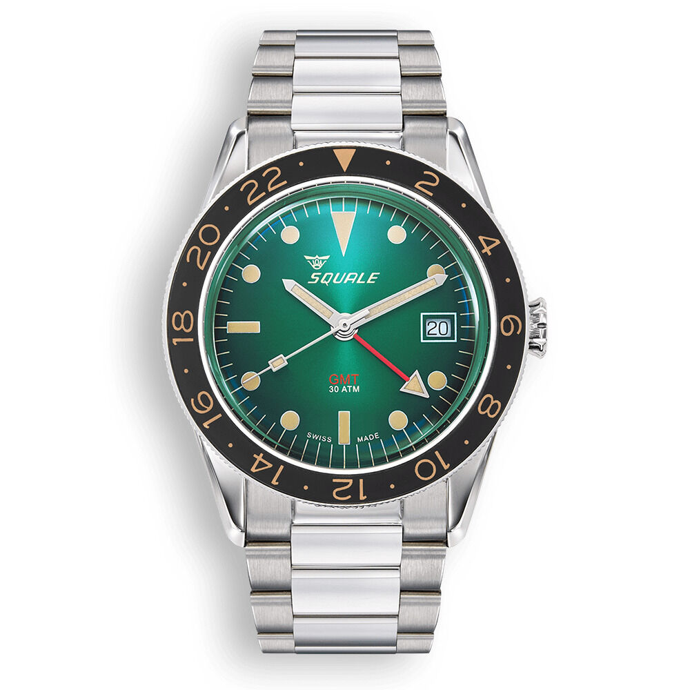 Squale Sub-39 GMT Green Vintage Dive Watch with Bracelet