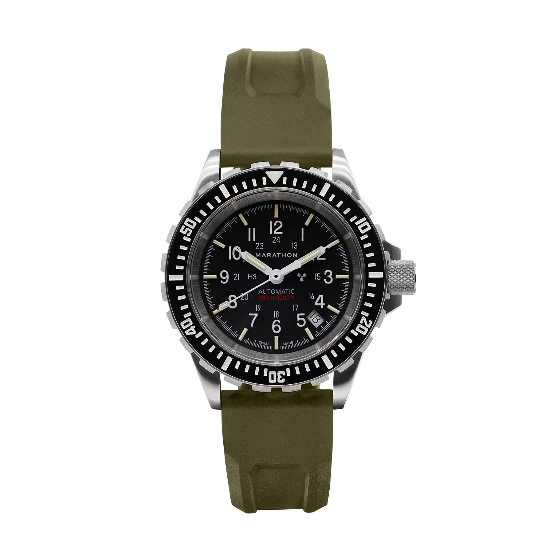 Marathon V2 OD Green Rubber Dive Watch Strap on GSAR