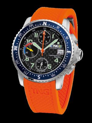 TNG Baltic Cup 36er Chronograph Watch - Carbon Dial / Blue Bezel