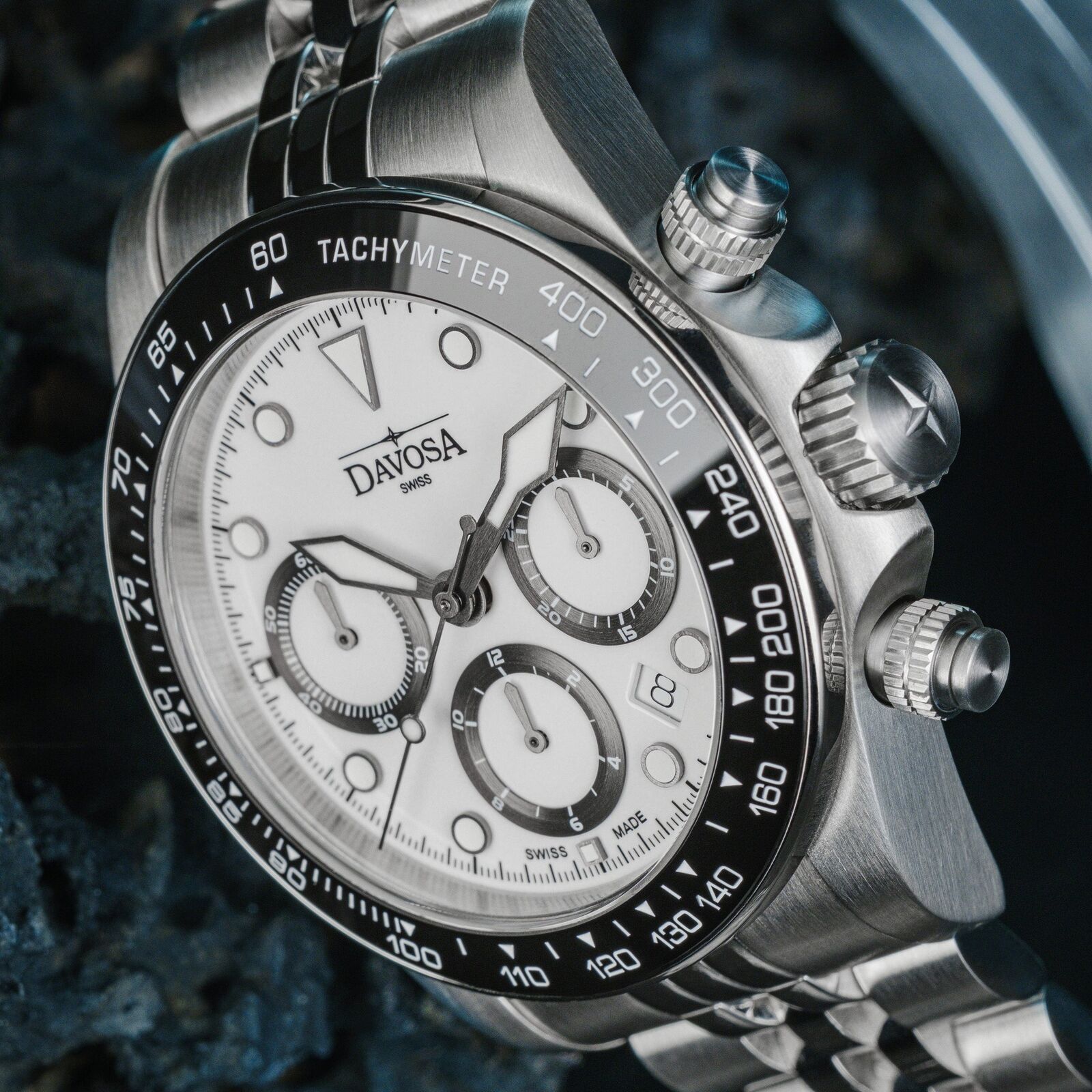 Davosa Ternos Professional Chronograph Watch - White / Pentalink