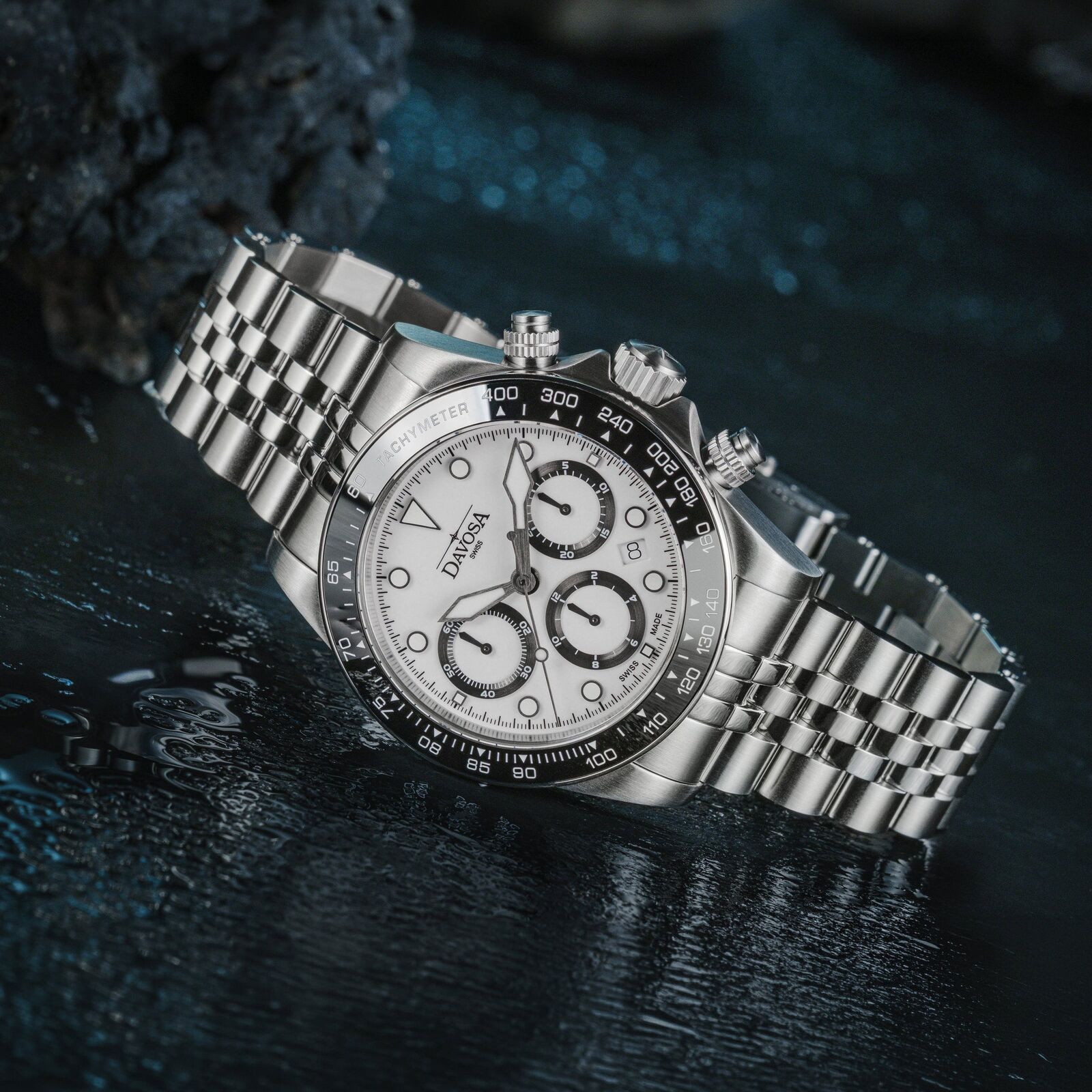 Davosa Ternos Professional Chronograph Watch - White / Pentalink