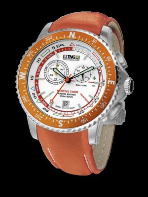 TNG Sailmaster Yachting Watch -  White Dial / Orange Bezel