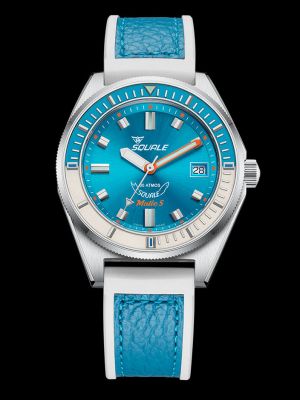 Squale Matic S Light Blue Dive Watch - Leather