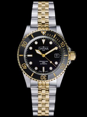 Davosa Ternos Diver Black-Gold Dive Watch / Pentalink