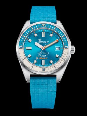 Squale Matic S Light Blue Dive Watch - Rubber