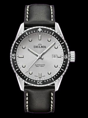 Delma Cayman Dive Watch - Silver with Black Bezel